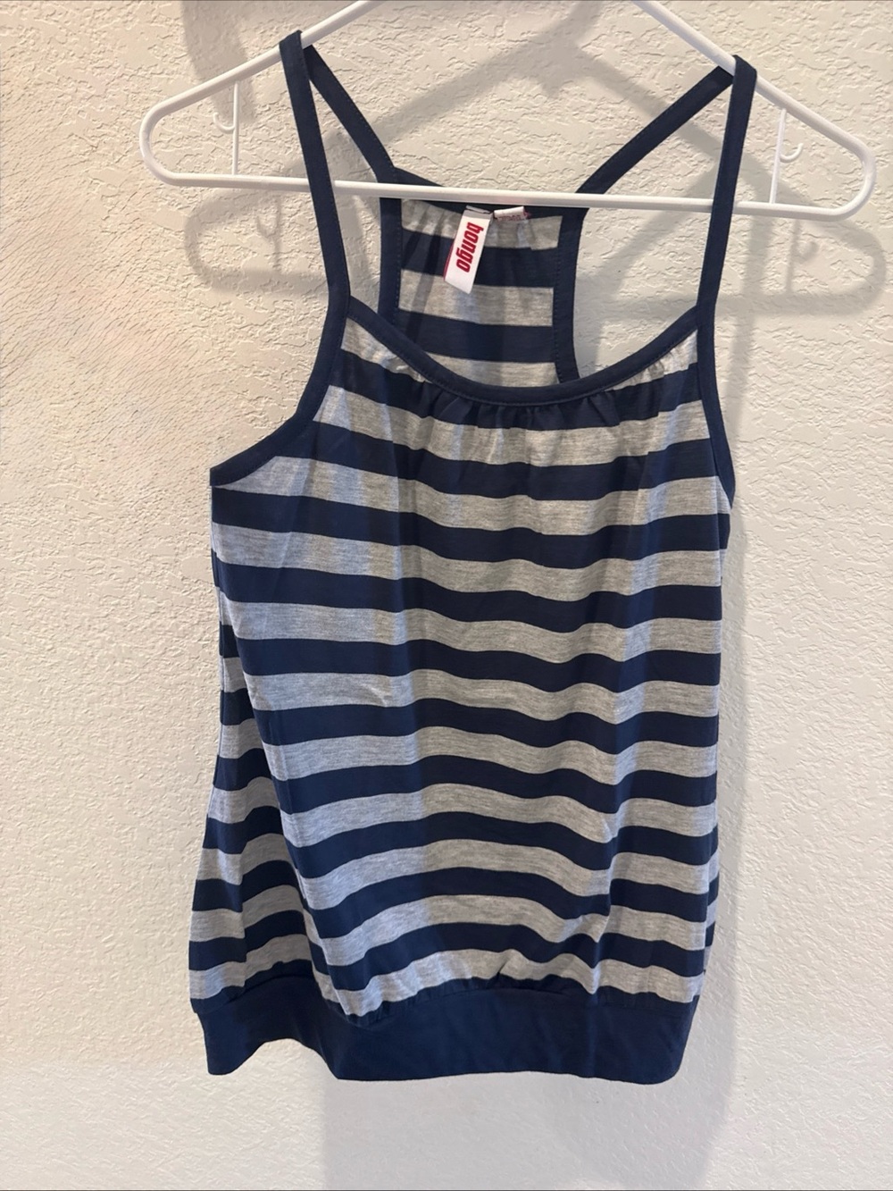 BONGO Navy and Gray Striped Racerback Tank